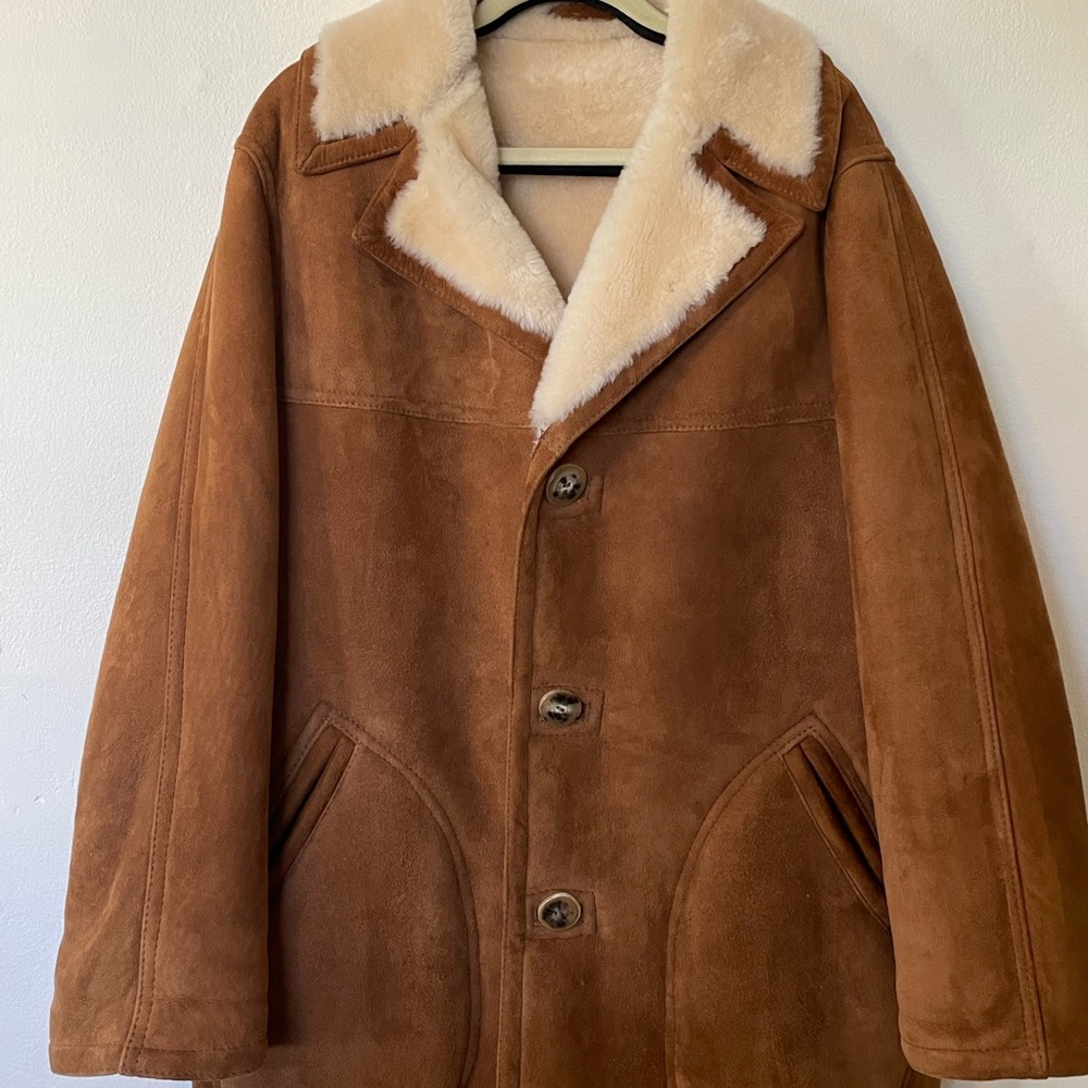 Mens 100 Suede fur lined coat by Sawyer of Napa.